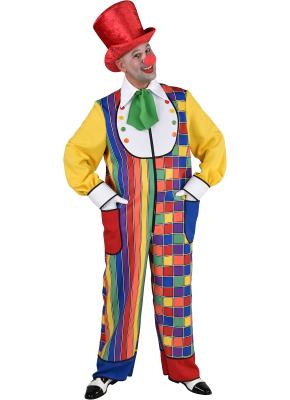 M220284 bunt-mehrfarbig Herren Clown Kasper Harlekin Overall Kostüm - 0