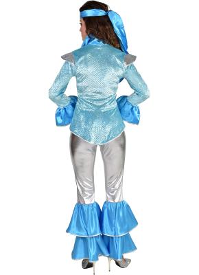 M220192-XXL silber-türkis Damen Disco Anzug Dancing Queen Kostüm Rock-Space Gr.XXL=52 - 1