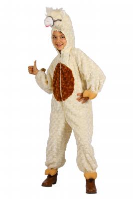 T3334-98-104 ecru-beige Kinder Junge Mädchen Lama-Alpaka Overall Kostüm Gr. 98-104 - 1