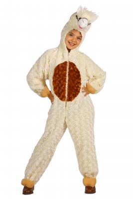 T3334 ecru-beige Kinder Junge Mädchen Lama-Alpaka Overall Kostüm