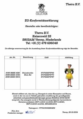 T3059 gelb-schwarz Kinder Mädchen Bienen Kostüm 3 tlg. - 2