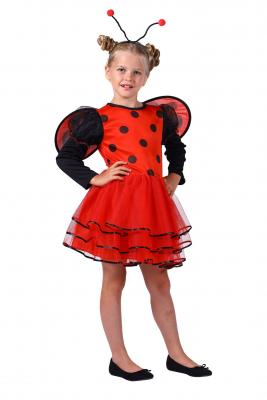 T3198-98-104 rot-schwarz Kinder Mädchen Marienkäfer Käfer Kostüm 3 tlg. Gr.98-104 - 1