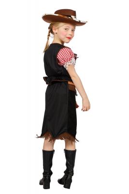W3198-128 schwarz-braun Kinder Mädchen Cowgirl Kostüm Rock und Weste Gr.128 - 2