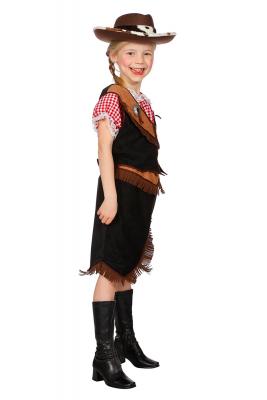 W3198 schwarz-braun Kinder Mädchen Cowgirl Kostüm Rock und Weste - 1