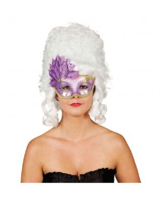 O46070 lila Damen Herren Venezianische-Barock-Rokoko Maske Halbmaske