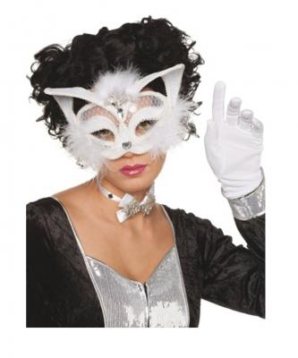 W55505-02 weiß Damen Katzen Maske Set - 0