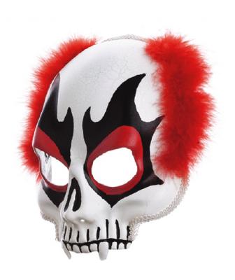 W34533 weiß-rot-schwarz Damen Herren Clown-Halloween Maske Halbmaske - 1