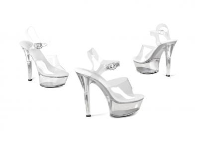 B46312-38 transparent Damen Disco Schuhe High Heels Gr.38 - 1