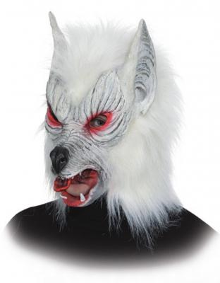 O40404-01 weiß Damen Herren Werwolfmaske Wolfmaske Überziehmaske
