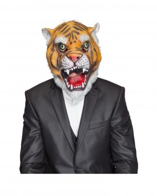 O40326 beige-weiß Damen Herren Überziehmaske Tiger Tiegermaske