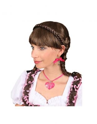 O47664.00 rosa Damen Trachten Herz Kette mit Hirch Muster