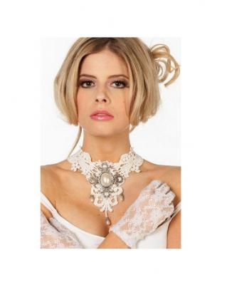 W31518 creme-weiß Damen Trachten Barock Kette