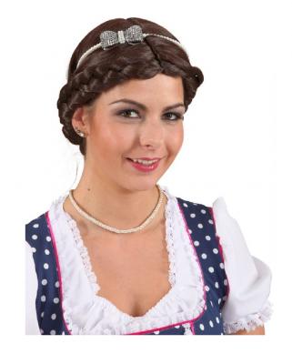 O21329 silberfarbend Damen Trachten Haarreif Perlen
