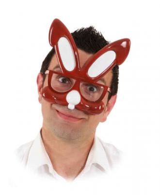 O47548 braun-weiß Damen Herren Brille Hase Hasenbrille