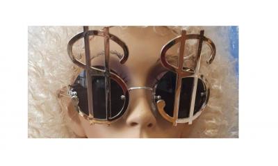 Ra1 goldfarben Damen Herren Dollar Brille Spaßbrille
