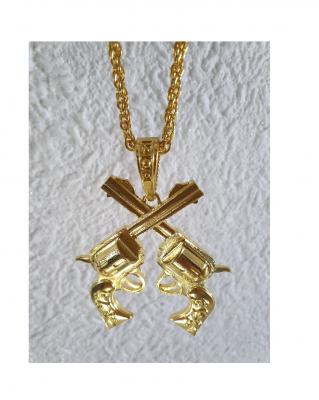 W31008-28 goldfarbig Damen Herren Kette mit 2 Pistolen - 1