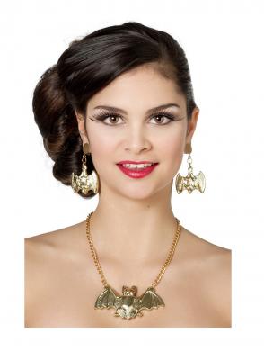 W33010 goldfarbend Damen Halloween Set Halskette und Ohrringe - 0