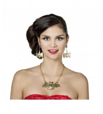 W33010 goldfarbend Damen Halloween Set Halskette und Ohrringe - 1