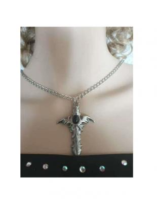 W33012-27 silberfarbend Damen Halloween Set Vampir Schmuck - 0