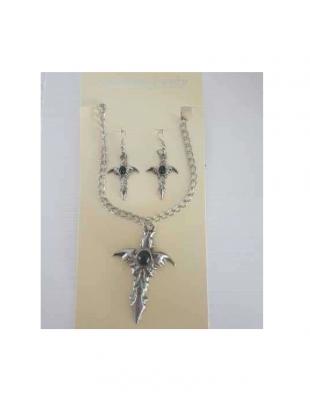 W33012-27 silberfarbend Damen Halloween Set Vampir Schmuck - 1
