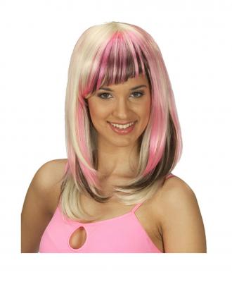 R4221 blond-pink-braun Damen langhaar Perücke Jasmine Strähnen