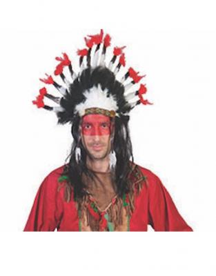 Fu50294 schwarz-weiß-rot Damen Herren Indianer Feder Federkopfschmuck - 2