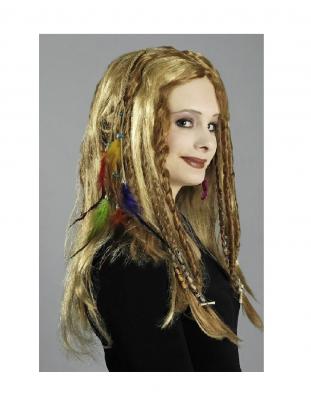 K83520012 braun-bunt Damen Indianer Haarclip Lederbändchen - 1