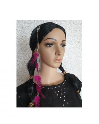 K83522012 lila Damen Indianer Feder Haarclip Hippie Federn - 0