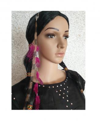 K83522012 lila Damen Indianer Feder Haarclip Hippie Federn - 1