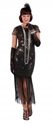 T3207-1700 schwarz-gold Damen Charleston Kleid - 1