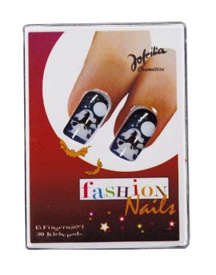 R46503 dunkelblau-weiß Damen Fashion Nails Halloween Witch