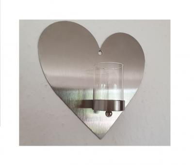 GI14 silberfarbend Herz Teelichthalter zum Hängen - 1