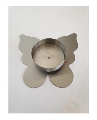 GI18 silberfarbend Teelichthalter Schmetterling - 2