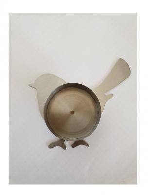 GI19 silberfarbend Teelichthalter Vogel - 2