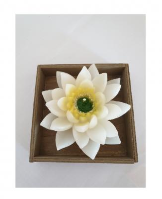 GI34 weiß-gelb Blumen Kerze Wasser Rose - 0