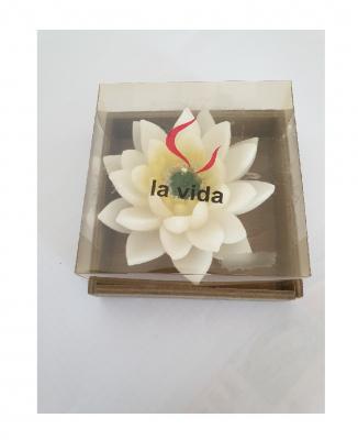 GI34 weiß-gelb Blumen Kerze Wasser Rose - 2