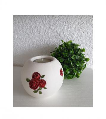 Gi20 creme-rot Holz Teelichthalter Rosen Design Gilde - 1