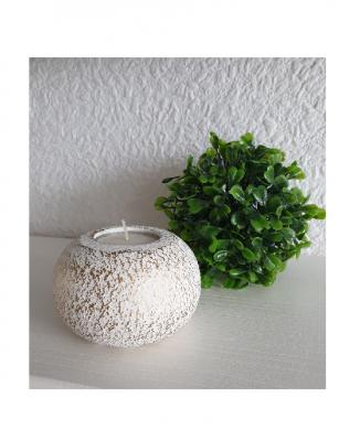 Gi27 weiß-gold Keramik Teelichthalter rund Gilde - 1