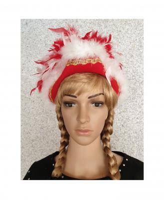 N1-59-60 rot mit Goldborte Marabu weiß und rot-weißer-mix Boa Funkenhut Gr.59-60 - 1