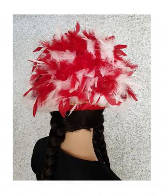 N1-59-60 rot mit Goldborte Marabu weiß und rot-weißer-mix Boa Funkenhut Gr.59-60 - 3
