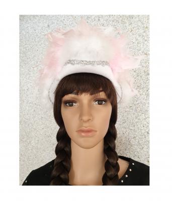 N2-53-54 weiß mit Silberborte Marabu weiß und rosa-weißer Boa Funkenhut Gr.53-54 - 1