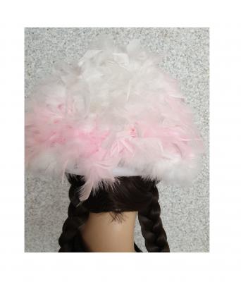 N2-57-58 weiß mit Silberborte Marabu weiß und rosa-weißer Boa Funkenhut Gr.57-58 - 3