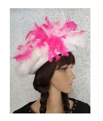 N3 weiß mit Silberborte Marabu weiß und pink-weißer-mix Boa Funkenhut - 2