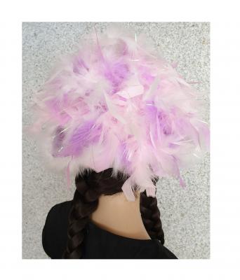 N5-53-54 weiß mit Silberborte Marabu weiß und rosa-flieder-weißer Boa mit Glitzerfäden Funkenhut Gr.53-54 - 3