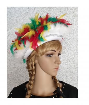 N6-57-58 weiß mit Silberborte Marabu weiß und rot-grün-gelb-mix Regenbogen Boa Funkenhut Gr.57-58 - 2