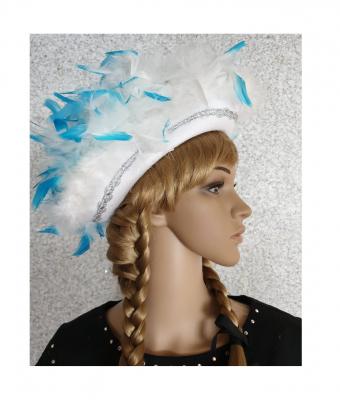 N8-57-58 weiß mit Silberborte Marabu weiß und türkis-weißer-mix Boa Funkenhut Gr.57-58 - 2