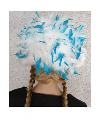 N8-59-60 weiß mit Silberborte Marabu weiß und türkis-weißer-mix Boa Funkenhut Gr.59-60 - 3