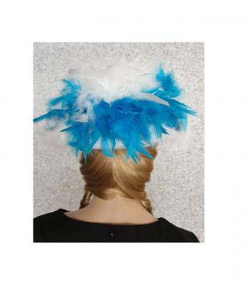 N9-57-58 weiß mit Silberborte Marabu weiß und türkis-weißer Boa Funkenhut Gr.57-58 - 3