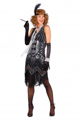 T3208-1700 schwarz-silber Damen Charleston Kleid - 2