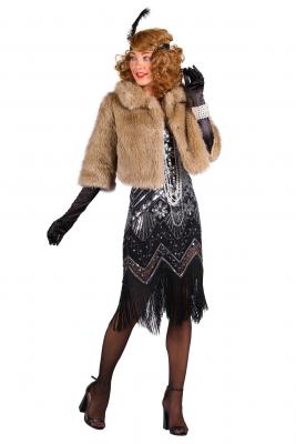 T3278-1300-S braun Damen Pelzjacke Charleston Bolero Plüschjacke Kurzjacke Gr.S=38 - 1